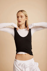 The Claire Deep V-Tank in Black by All Three