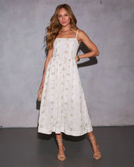 Springtide Muse Eyelet Floral Midi Dress