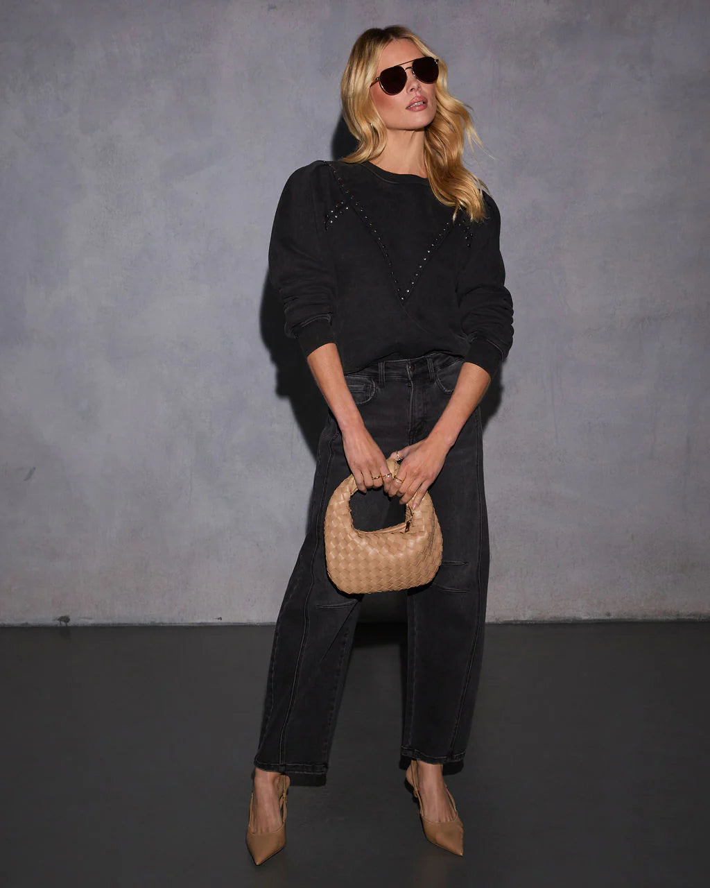 Huddy Studded Trim Sweatshirt