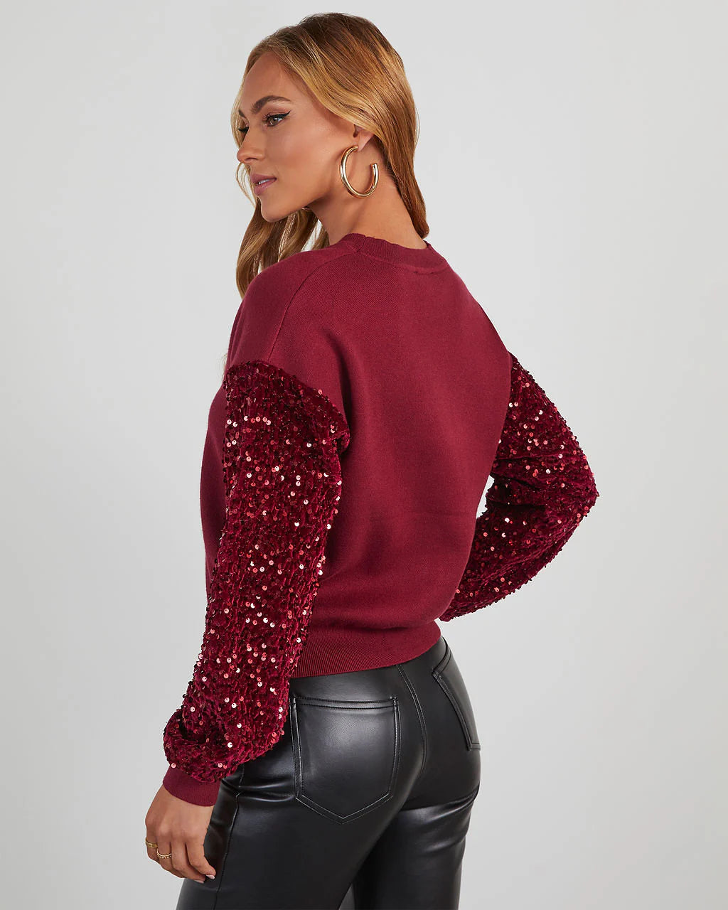 Yumi Contrast Sequin Knit Sweater