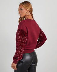 Yumi Contrast Sequin Knit Sweater