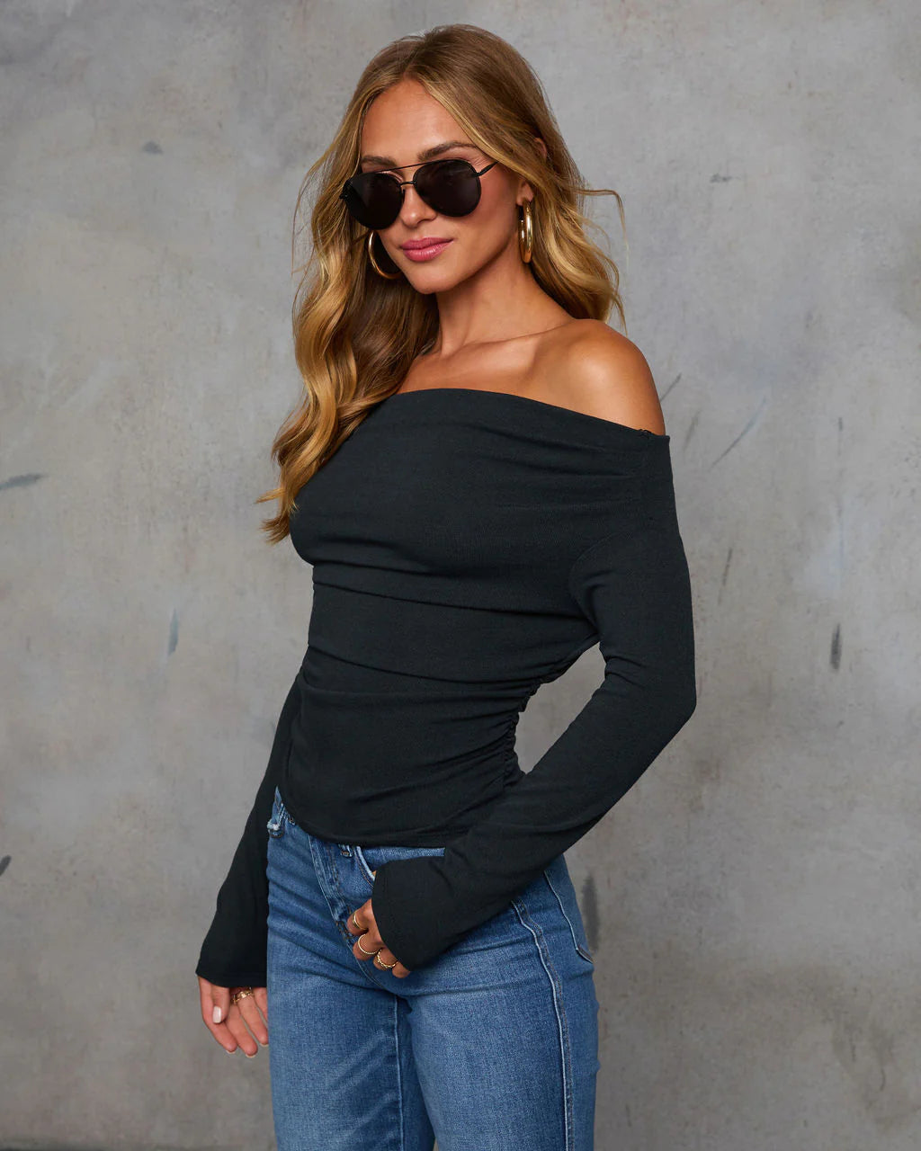 Needed Me Ruched Off The Shoulder Top