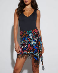 Isla Wrap Fringe Hem Mini Skirt