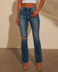 Kylee High Rise Distressed Flare Jeans