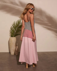Wanderlust Contrast Stripe Panel Slip Dress