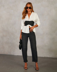 Gabby Button Down Wrap Bodice Top