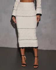 Noble Essence Contrast Crochet Midi Skirt