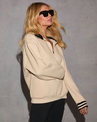 Minimal Edge Striped Quarter Zip Sweater