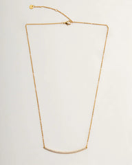 Simple Bar 18k Gold Plated Rhinestone Necklace