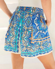 Summer In Santorini Pleated High Waisted Shorts