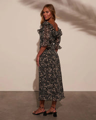 Vernia Off Shoulder Floral Midi Dress