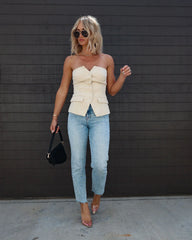 Miller Strapless Button Down Top