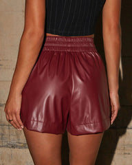 Fletcher Faux Leather Elastic Waist Shorts