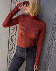 For Keeps Sheer Lace Mock Neck Top