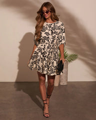 Restful Roam Abstract Waist Tie Mini Dress