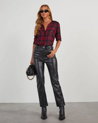 Sully Metallic Plaid Button Down Top