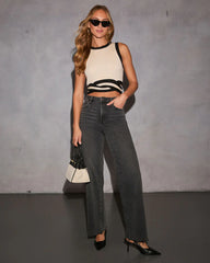 Yours Only Scalloped Contrast Trim Tank