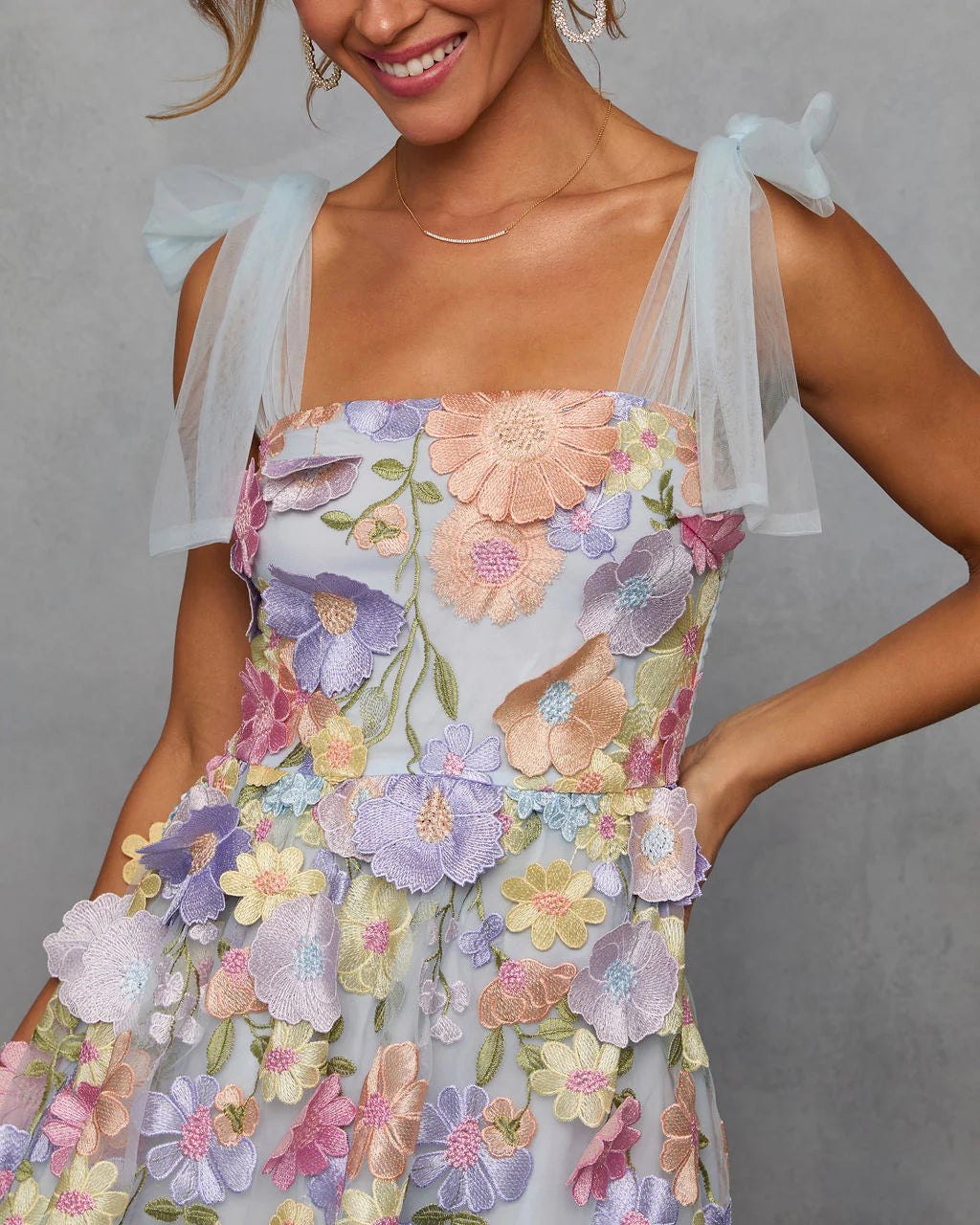 Falling Petals Floral Midi Dress