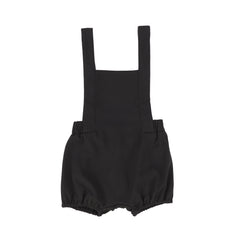 BAMBOO BLACK WOOL GATHERED ROMPER [Final Sale]