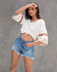 Rayne Cotton Blend Terry Cloth Stripe Sleeve Top