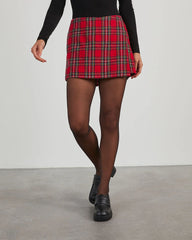 Full Of Cheer Plaid Skort