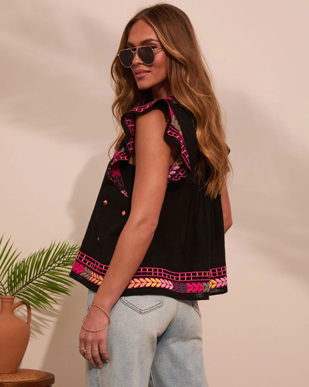 Leyana Abstract Embroidered Top