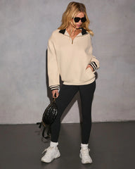 Minimal Edge Striped Quarter Zip Sweater