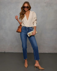 Sandy Days Cotton Stripe Button Down Top