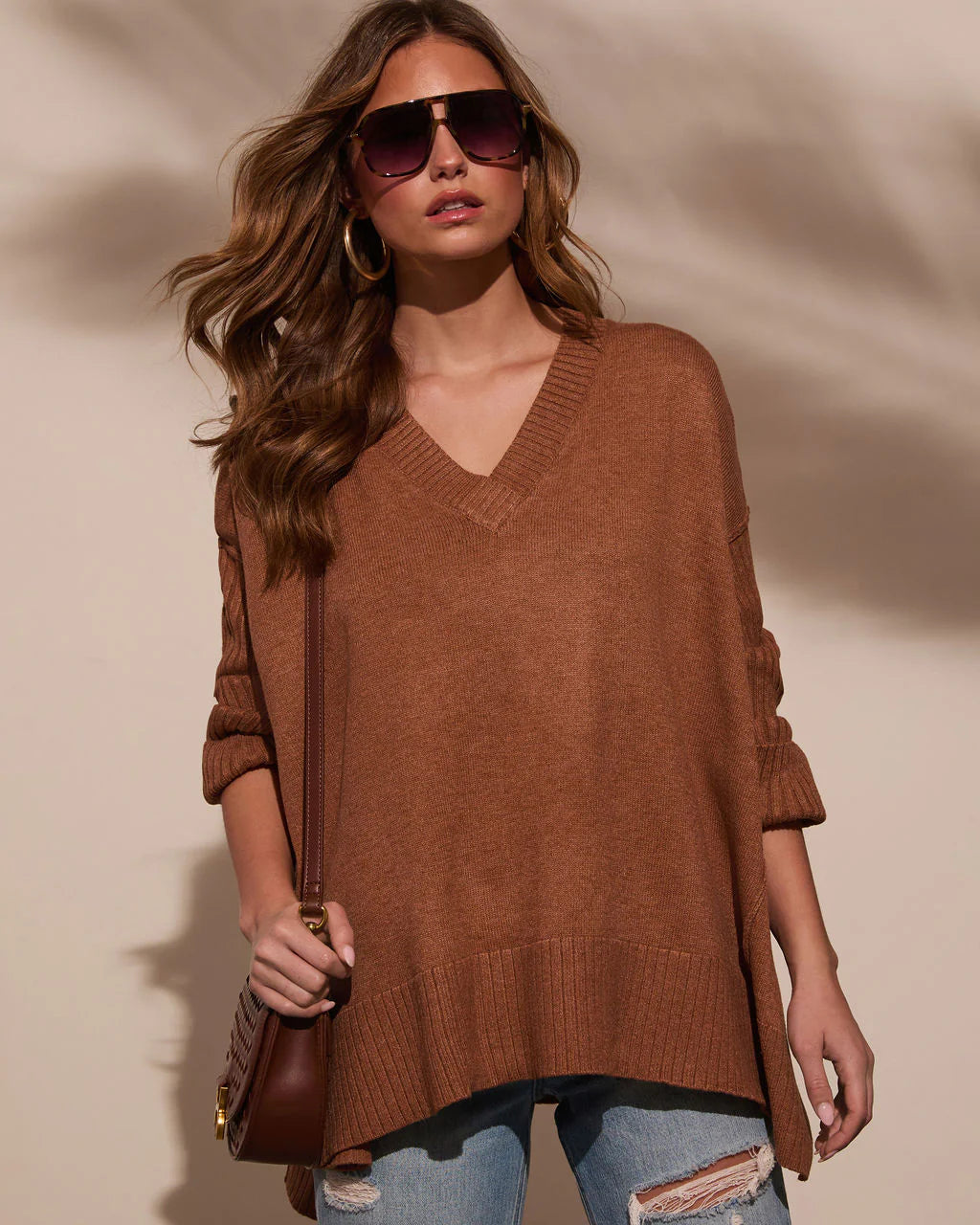 Lela Slouchy V Neck Sweater