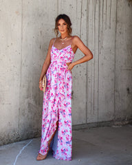 Ever So Sweet Floral Side Cutout Maxi Dress