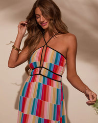 Kimber Abstract Pleated Maxi Dress