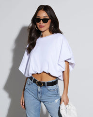 Kaylee Bubble Hem Cotton Crop Top