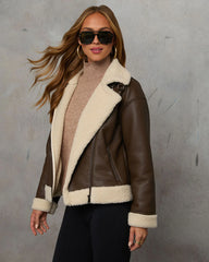Rochester Leather Sherpa Trim Coat