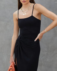 Adelina Twisted Front Slit Midi Dress