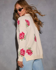 Midnight Rose Knit Floral Cardigan