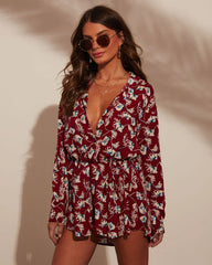 Lorian Floral Waist Tie Romper