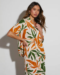 Rainforest Short Sleeve Button Down Top