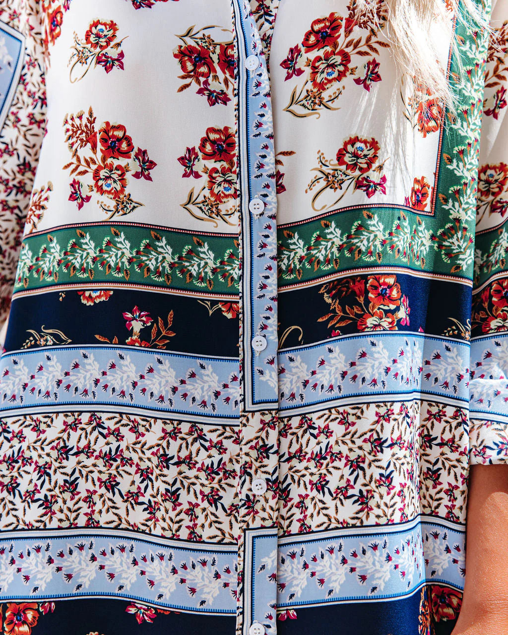 Rochester Printed Satin Button Down Tunic