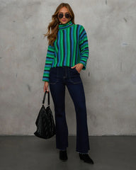 Joyful One Striped Knit Turtleneck Pullover Sweater
