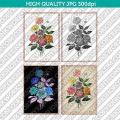 
Classic Vintage Printable Wall Art Painting Botanical Dahlia Flower Digital Download
