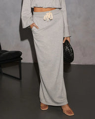 Dreamy Days Fleece Drawstring Maxi Skirt