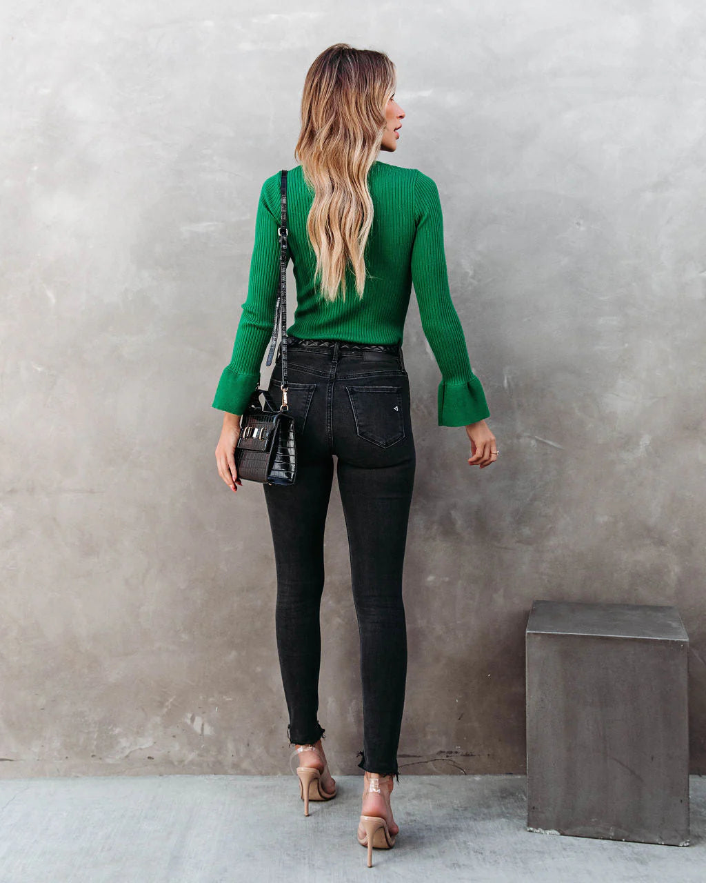 Esen Ribbed Bell Sleeve Knit Sweater