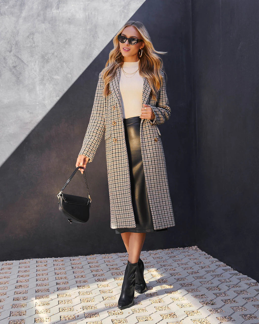 Fifth Avenue Belted Plaid Trench Coat
