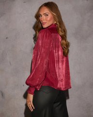 Take Stride Mockneck Satin Blouse