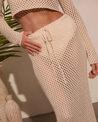 Marianna Crochet Drawstring Cover Up Maxi Skirt