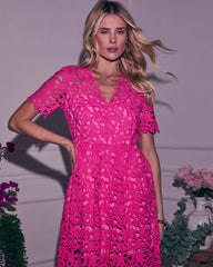 Garcelle Floral Lace Midi Dress