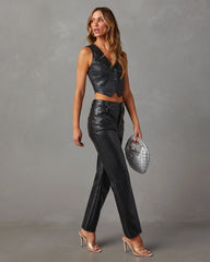Listen Closely Faux Leather Vest