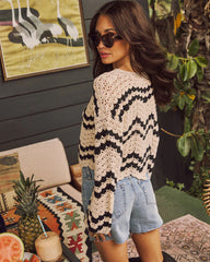 Endless Vaycay Striped Cropped Crochet Sweater