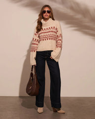 Fall Harvest Printed Turtleneck Sweater