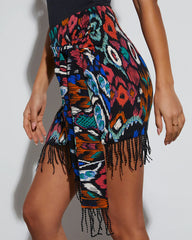 Isla Wrap Fringe Hem Mini Skirt